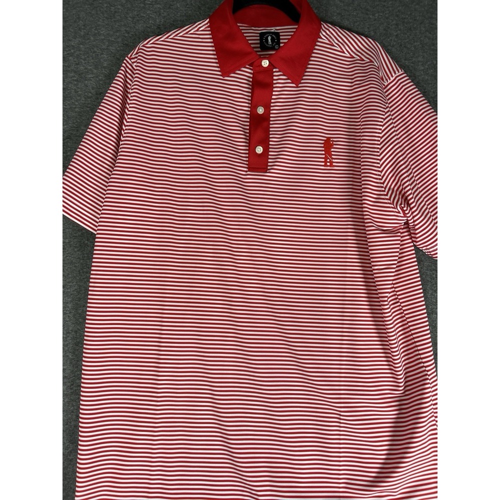 USAG You Suck At Golf Polo Shirt Men's‎ Large Performance Red White Stripe S/S - Picture 5 of 7